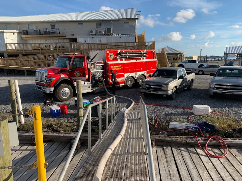 District 13 tender hauling water on Grand Isle