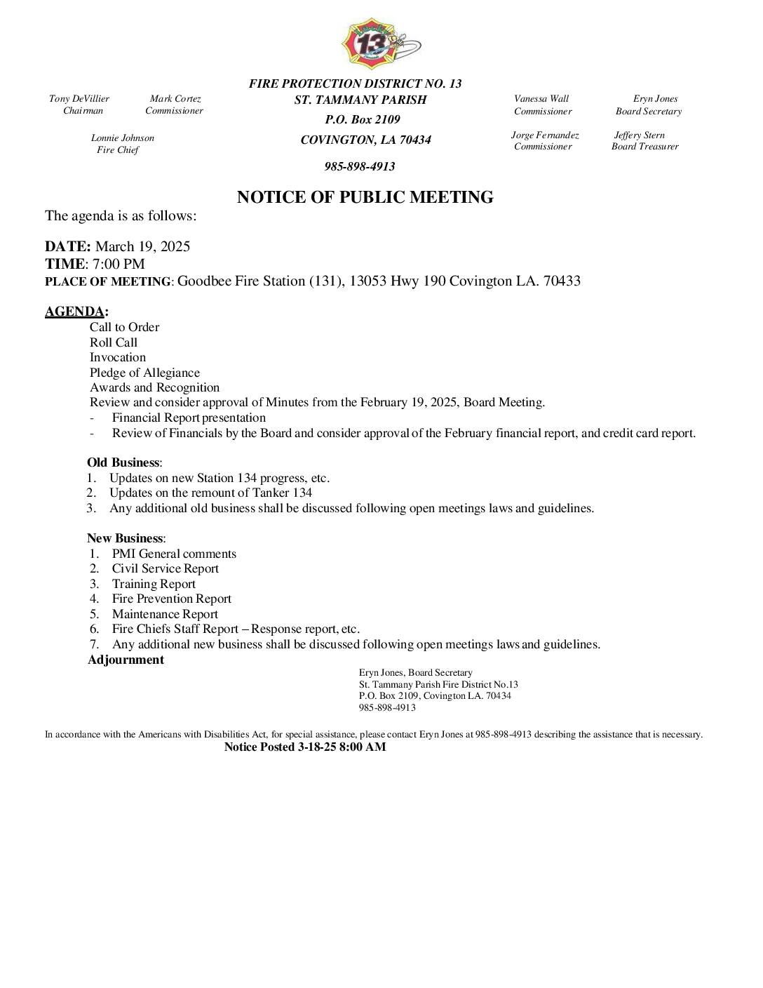 Board Meeting Notice 3 17 25