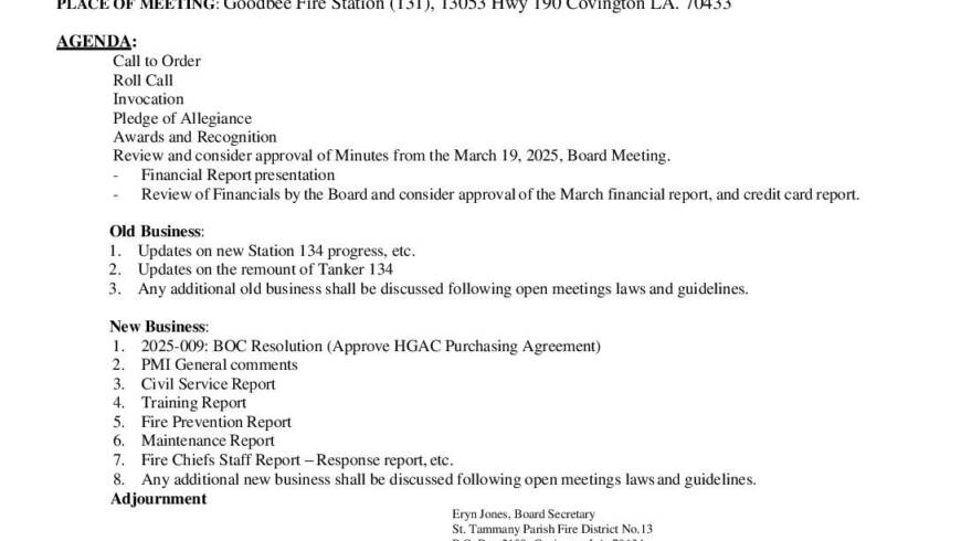 Board Meeting Notice 4 16 25