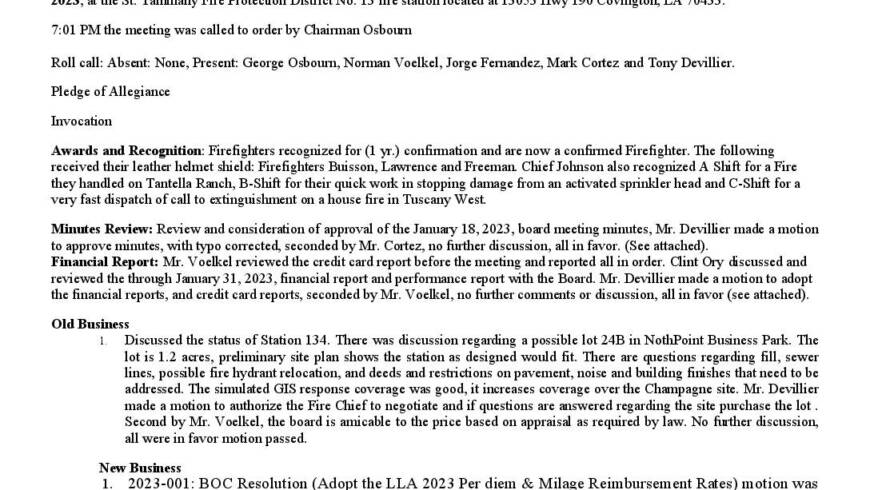02 15 2023 Meeting Minutes