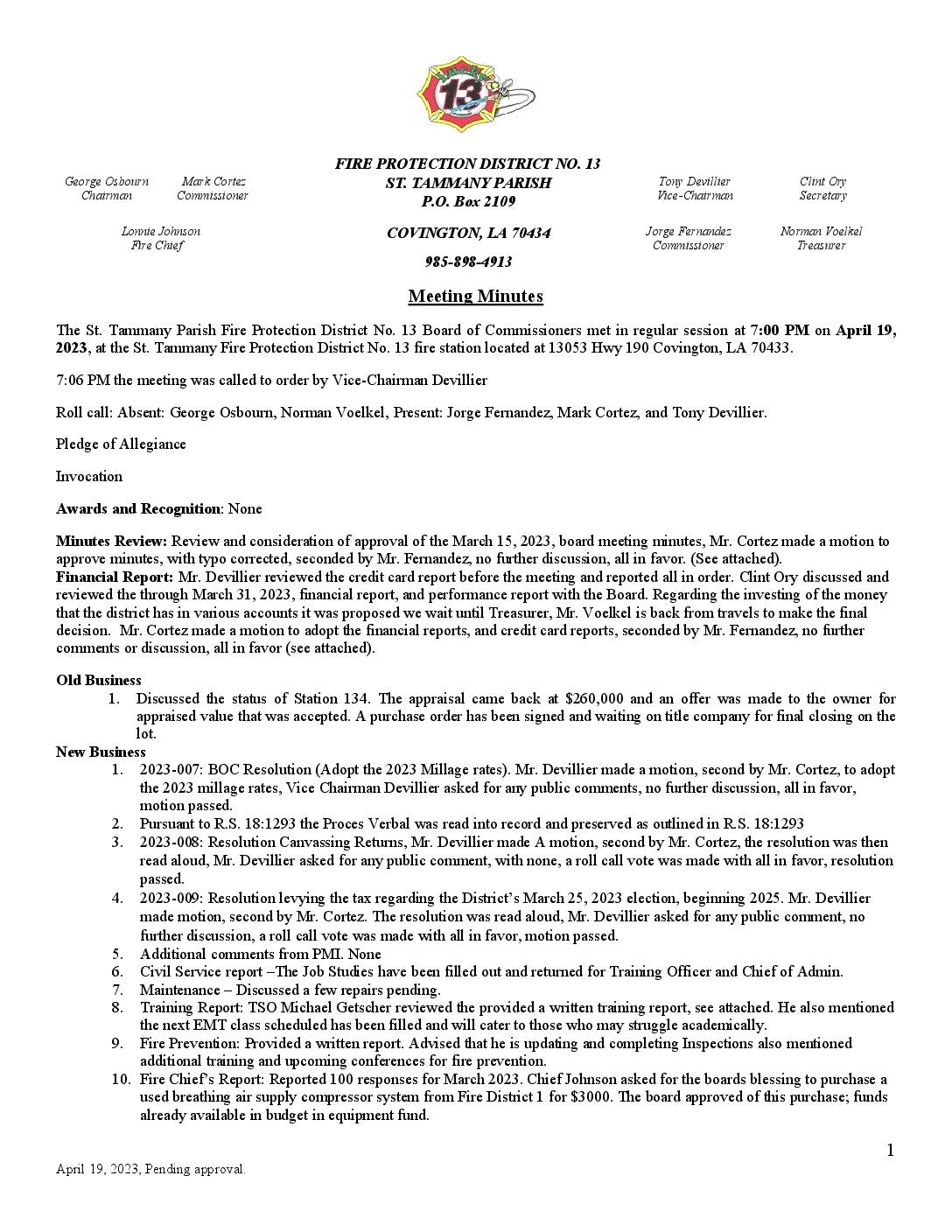 04 19 2023 Meeting Minutes