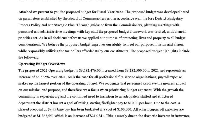 2022 Budget Summary
