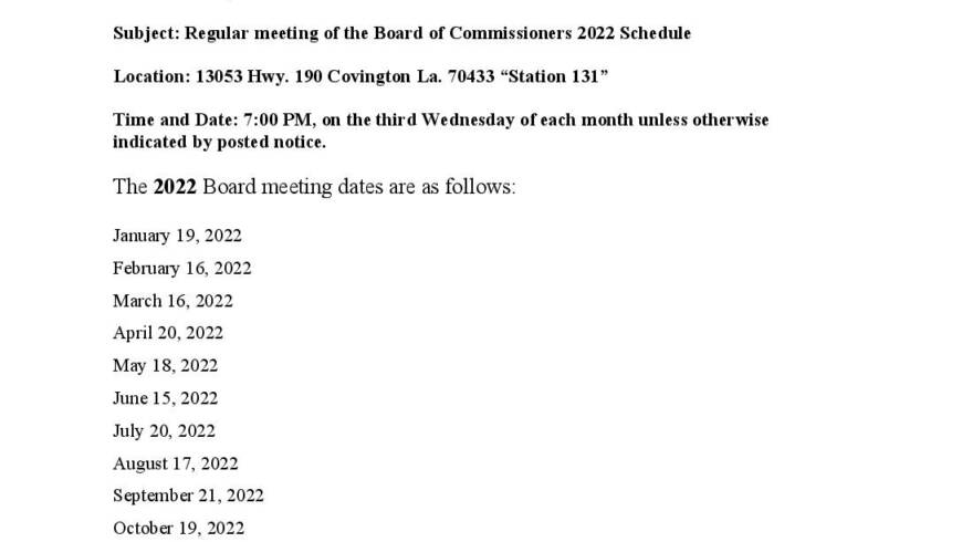2022 Schedule