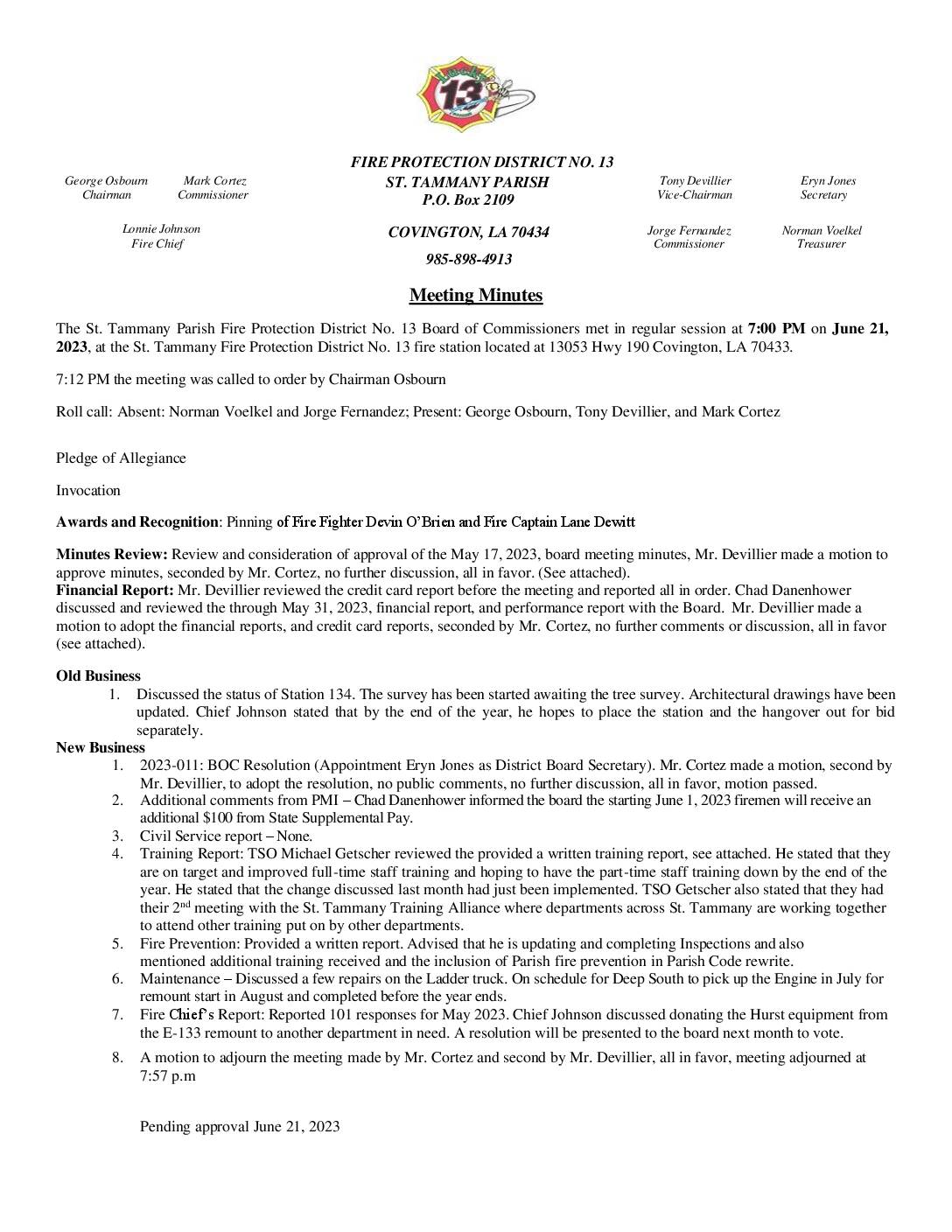 6 June 21 Meeting Minutes 2023