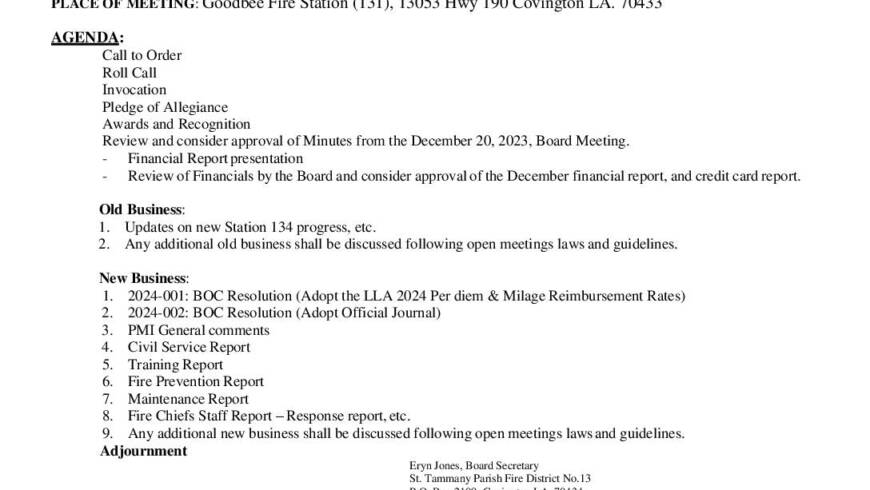 Board Meeting Notice 1 17 24