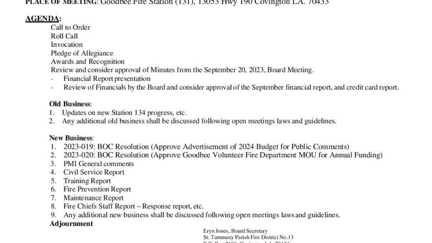 Board Meeting Notice 10 18 23