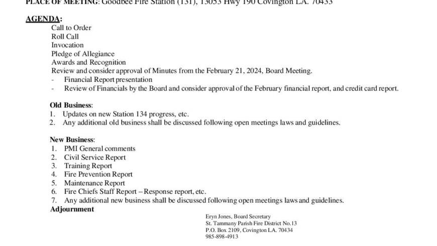 Board Meeting Notice 3 20 24