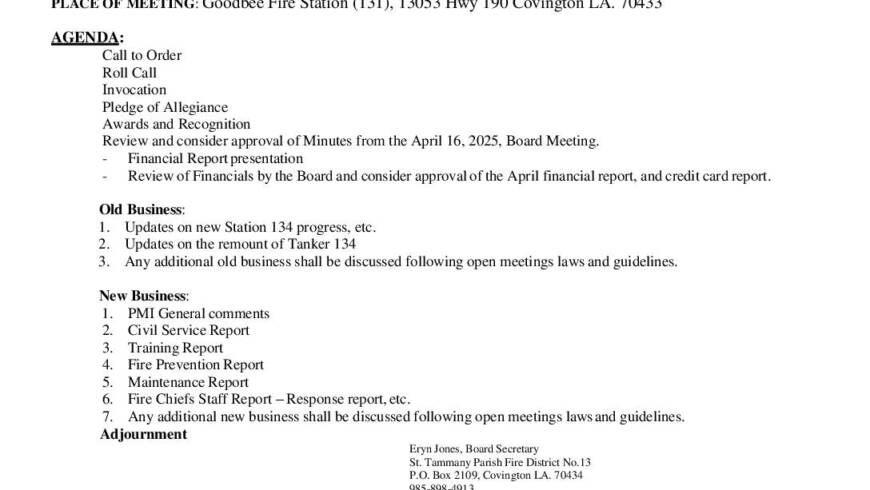 Board Meeting Notice 5 21 25