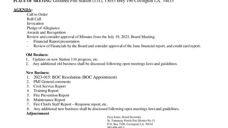 Board Meeting Notice 8 16 23