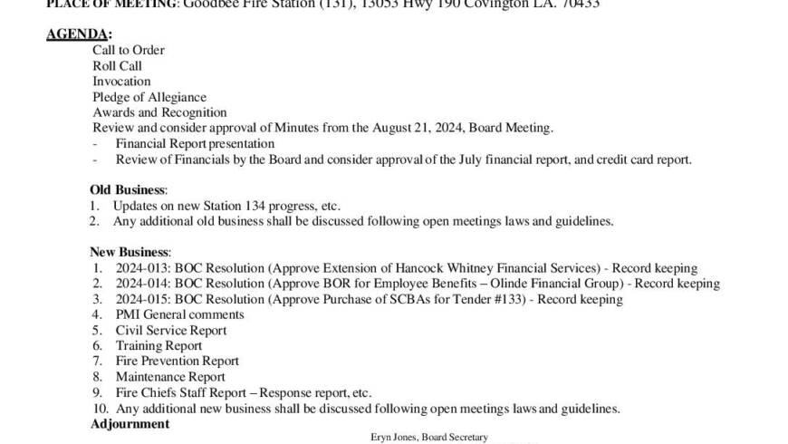 Board Meeting Notice 9 18 24