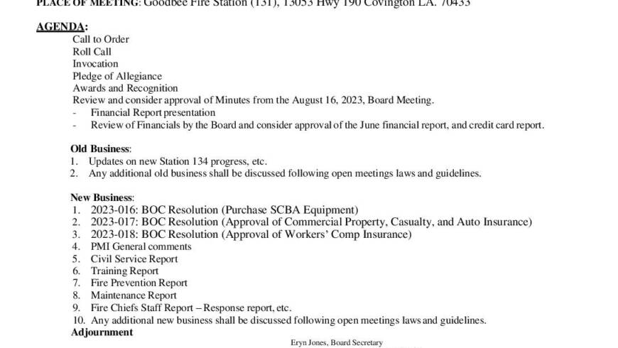 Board Meeting Notice 9 20 23