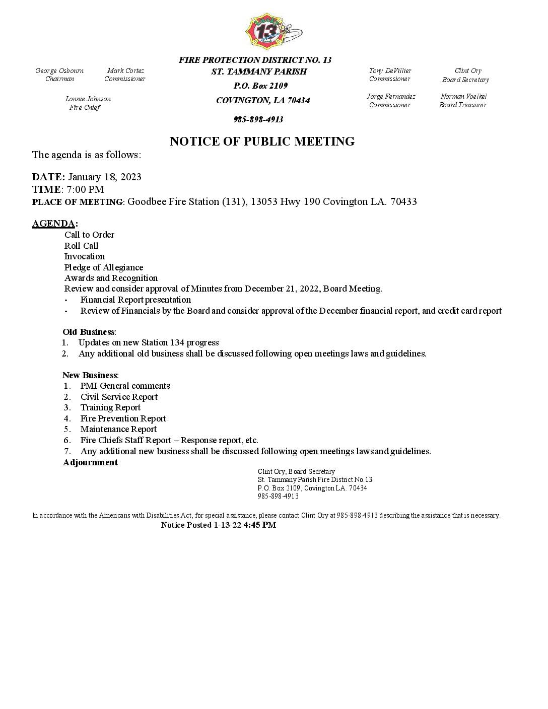 Meeting Notice 1 18 23