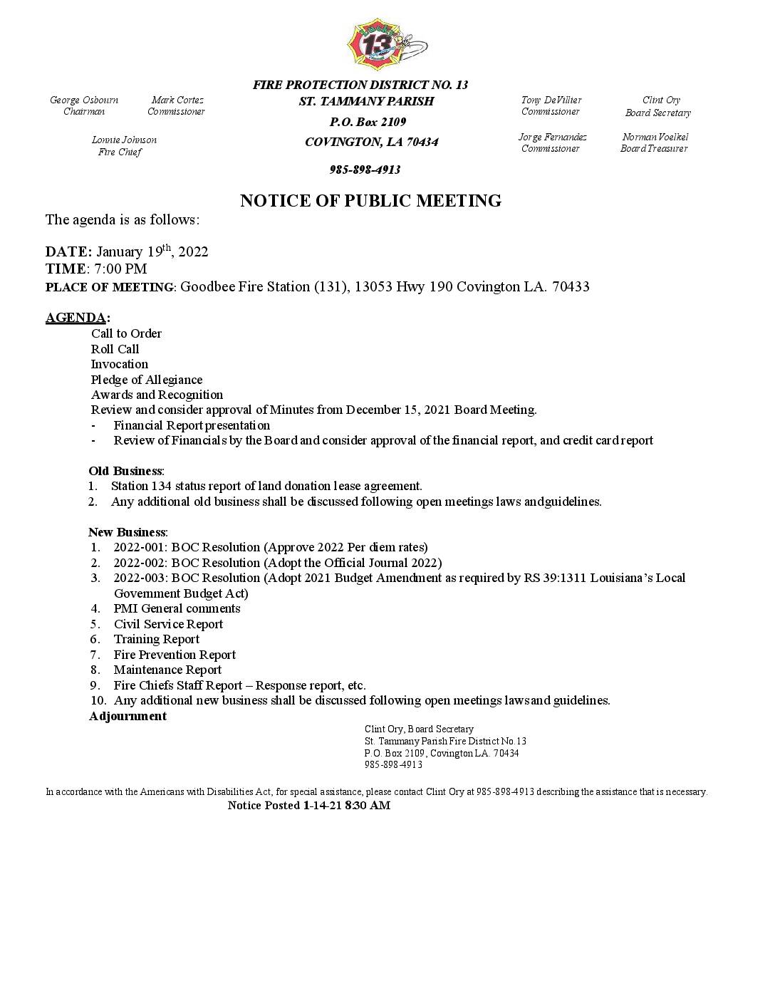 Meeting Notice 1 19 22