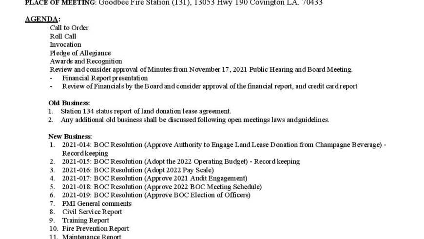 Meeting Notice 12 15 21