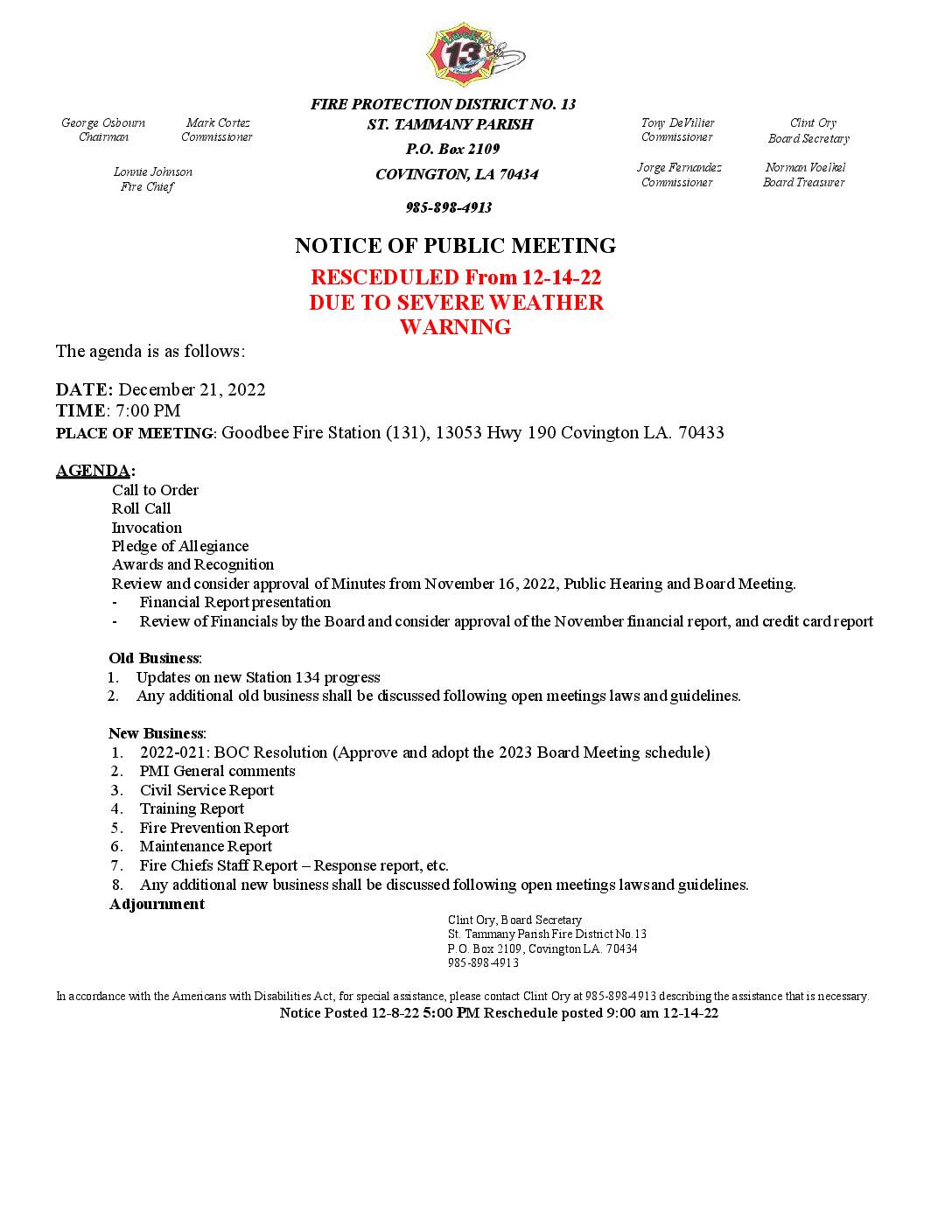 Meeting Notice 12 21 22 (RESCHEDULED)