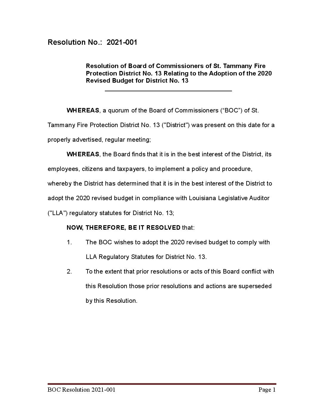 Meeting Notice 2 17 21 (RES 2021 001 2020 Revised Budget)