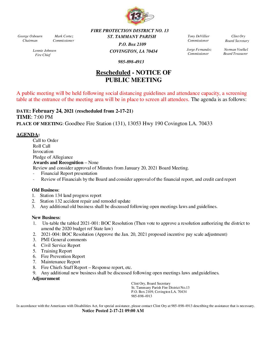 Meeting Notice 2 17 21 (Rescheduled)