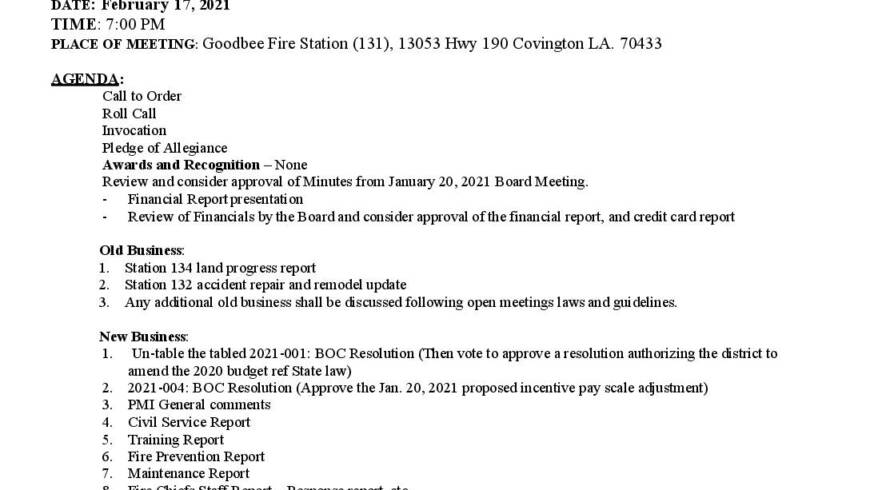 Meeting Notice 2 17 21