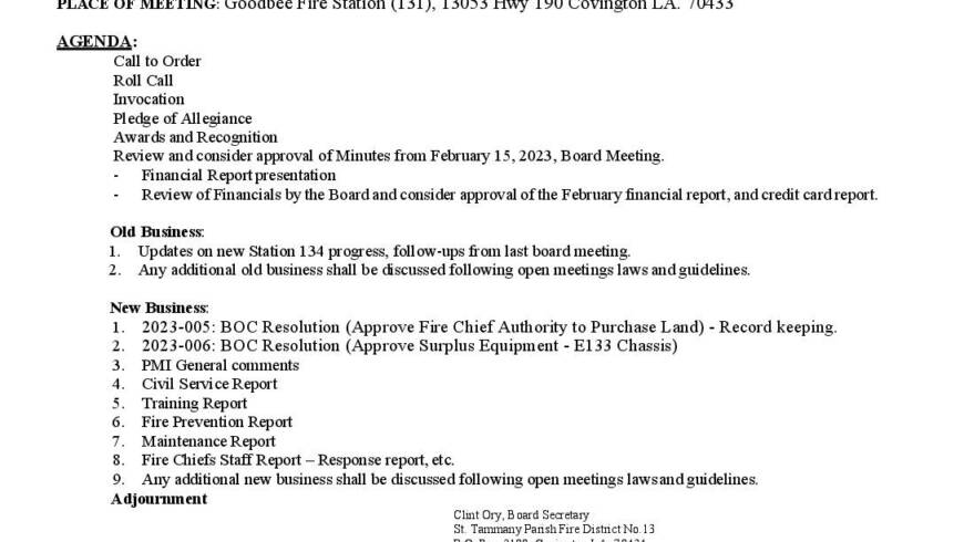 Meeting Notice 3 15 23