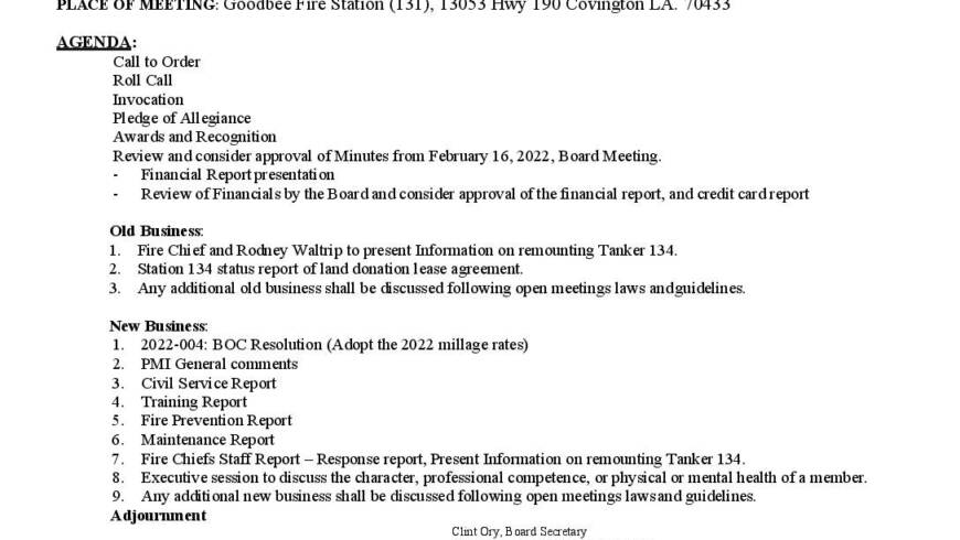 Meeting Notice 3 16 22
