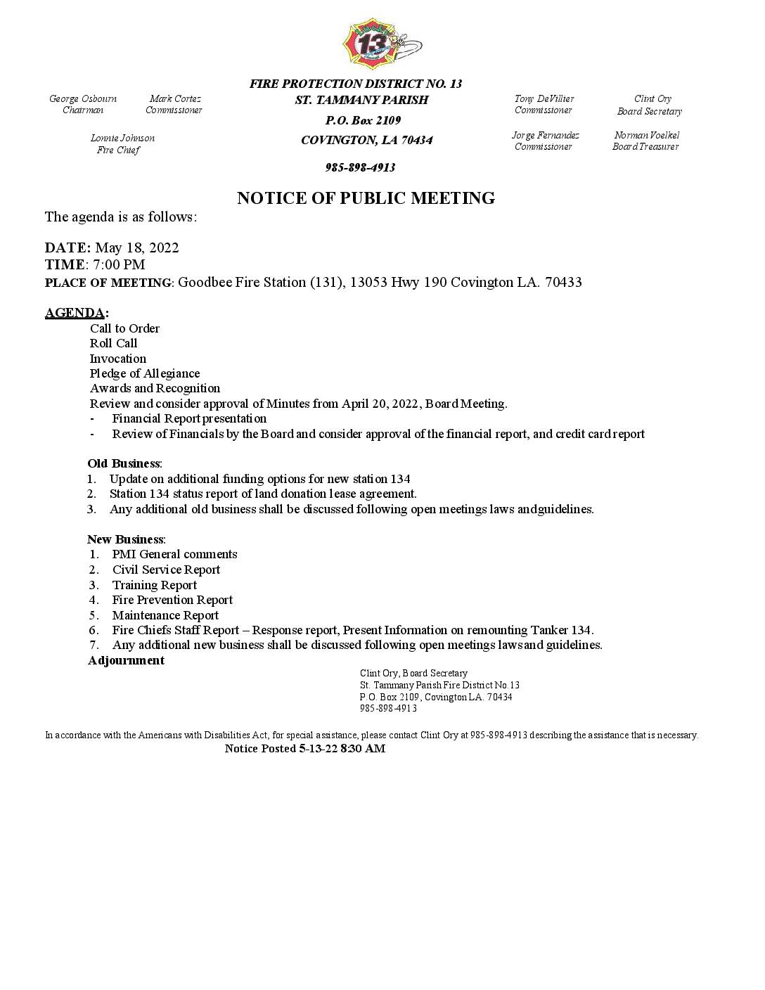 Meeting Notice 5 18 22