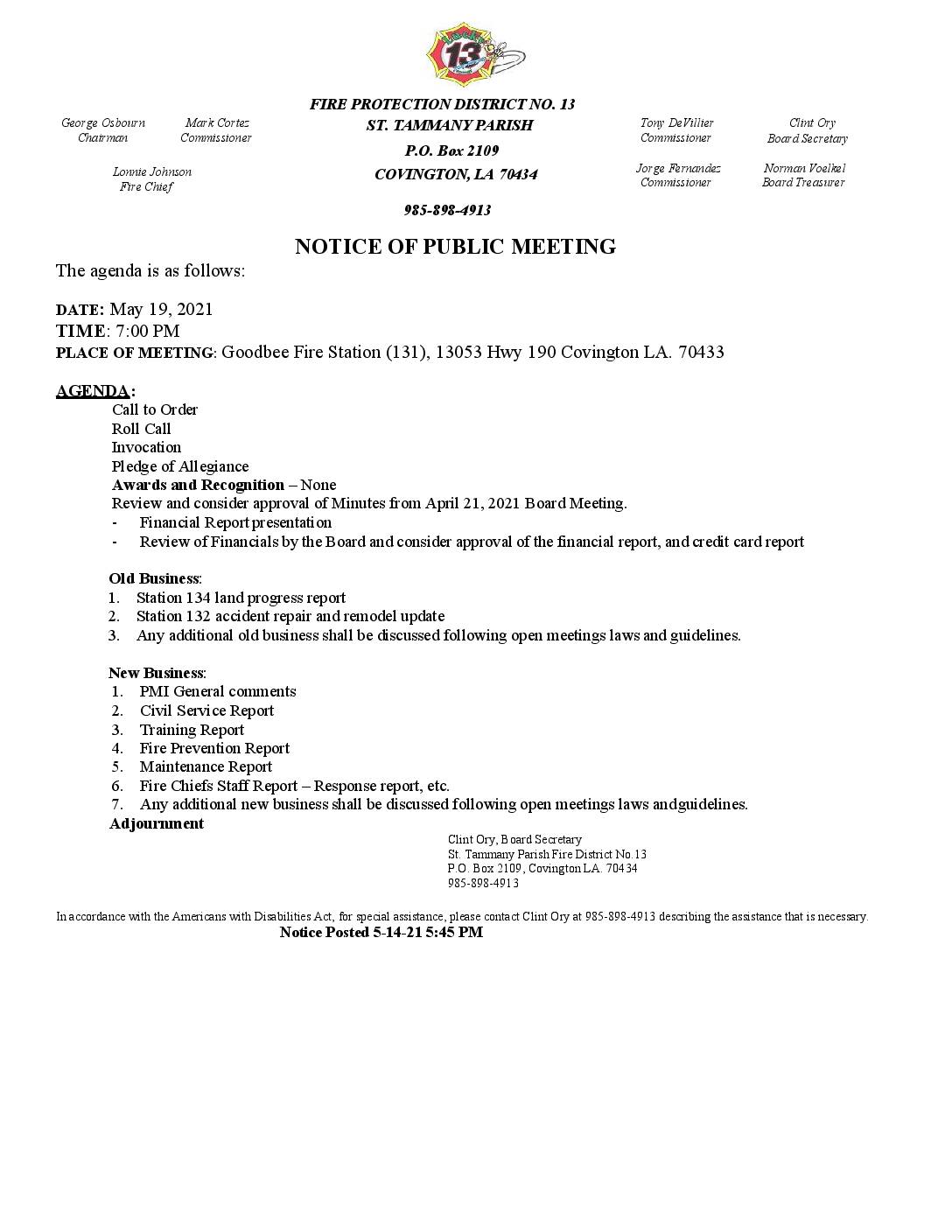 Meeting Notice 5 19 21