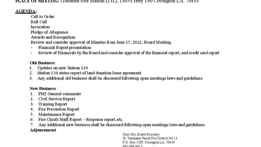 Meeting Notice 7 20 22