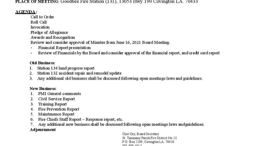Meeting Notice 7 21 21