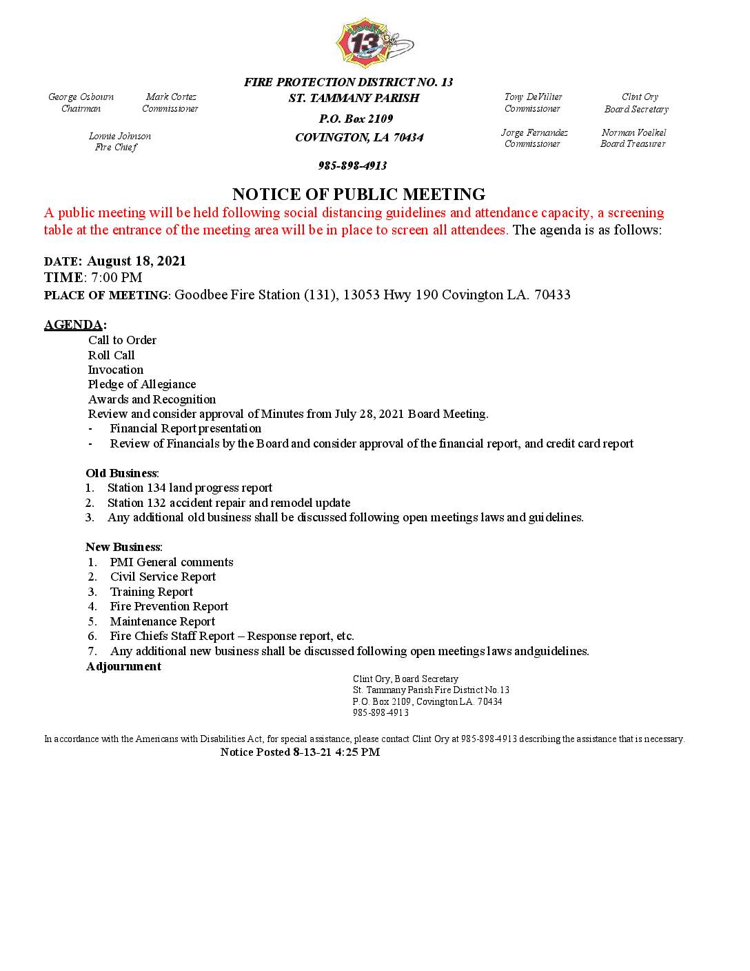 Meeting Notice 8 18 21