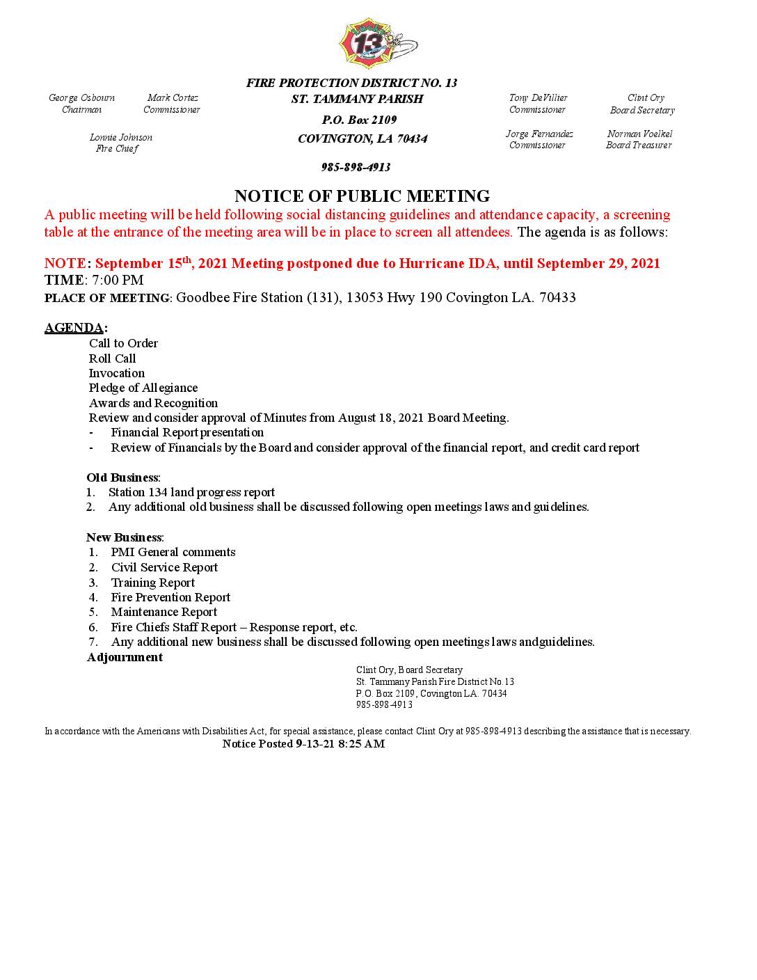 Meeting Notice 9 29 21