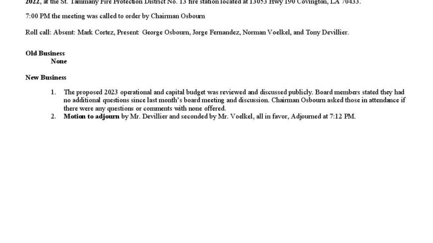 November 16th Public Hearing Minutes