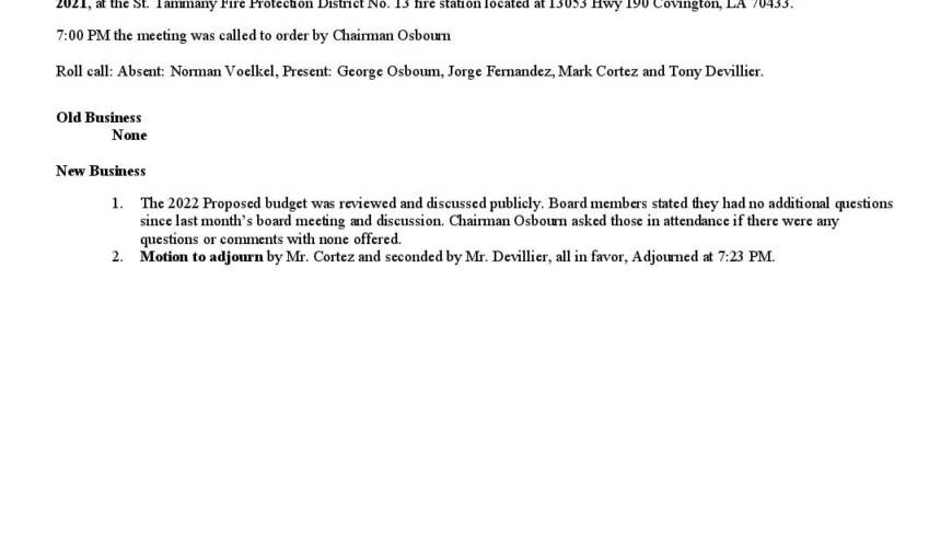 November 17th Public Hearing Minutes 2021
