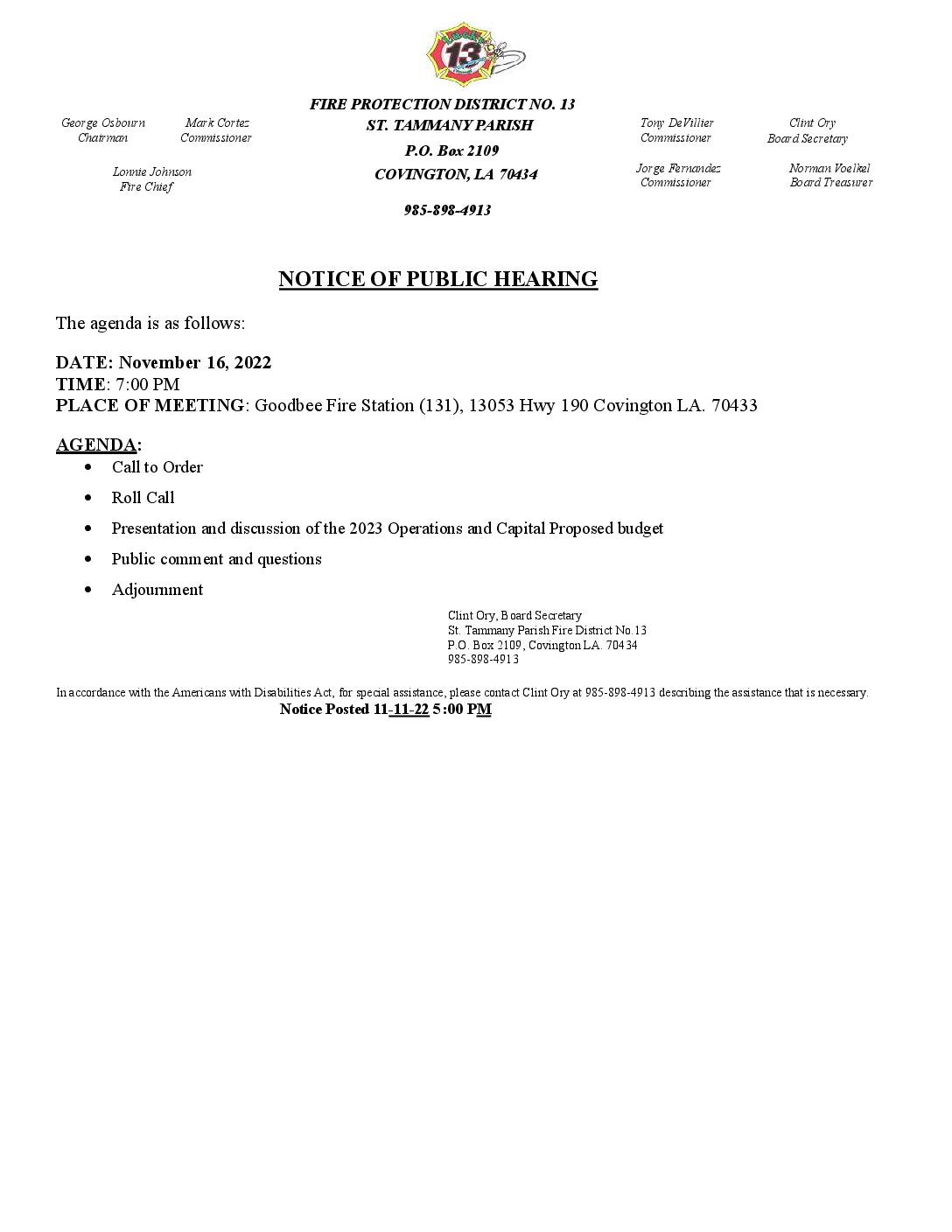 Public Hearing Notice 11 16 22