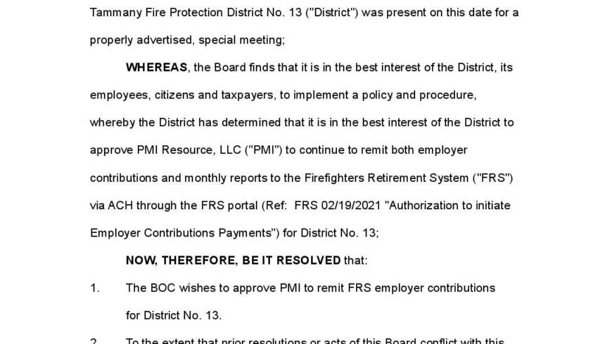 STFPD No. 13 BOC Resolution (2021 005) FRS Portal 03242021