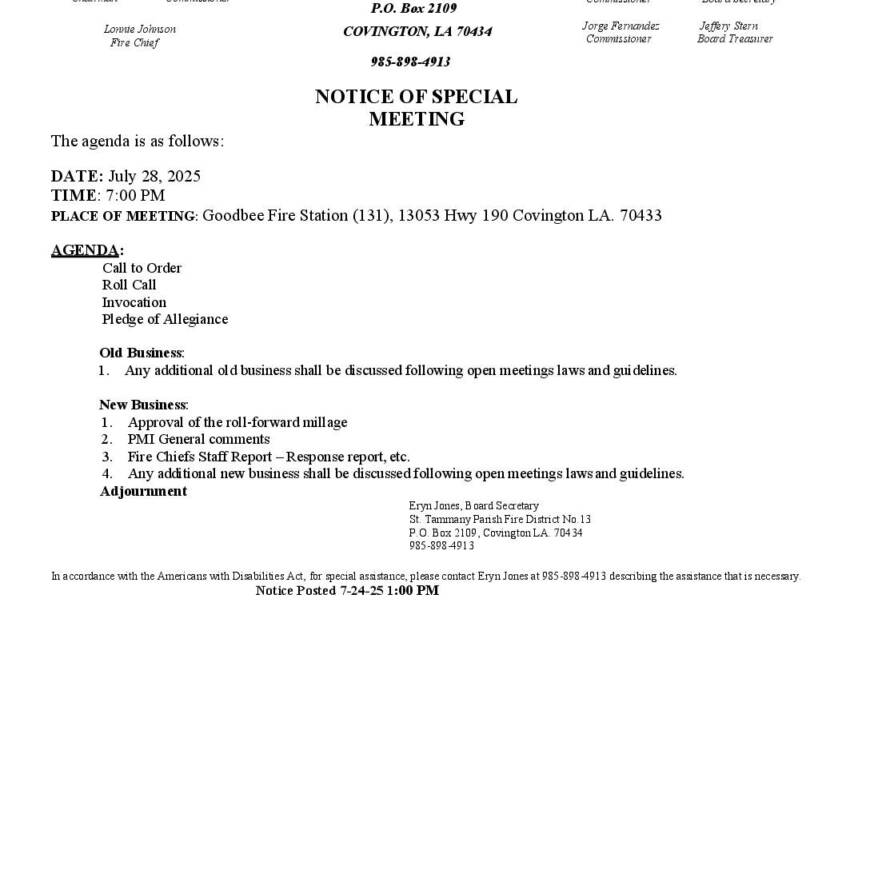 Board Meeting Notice 7 28 25