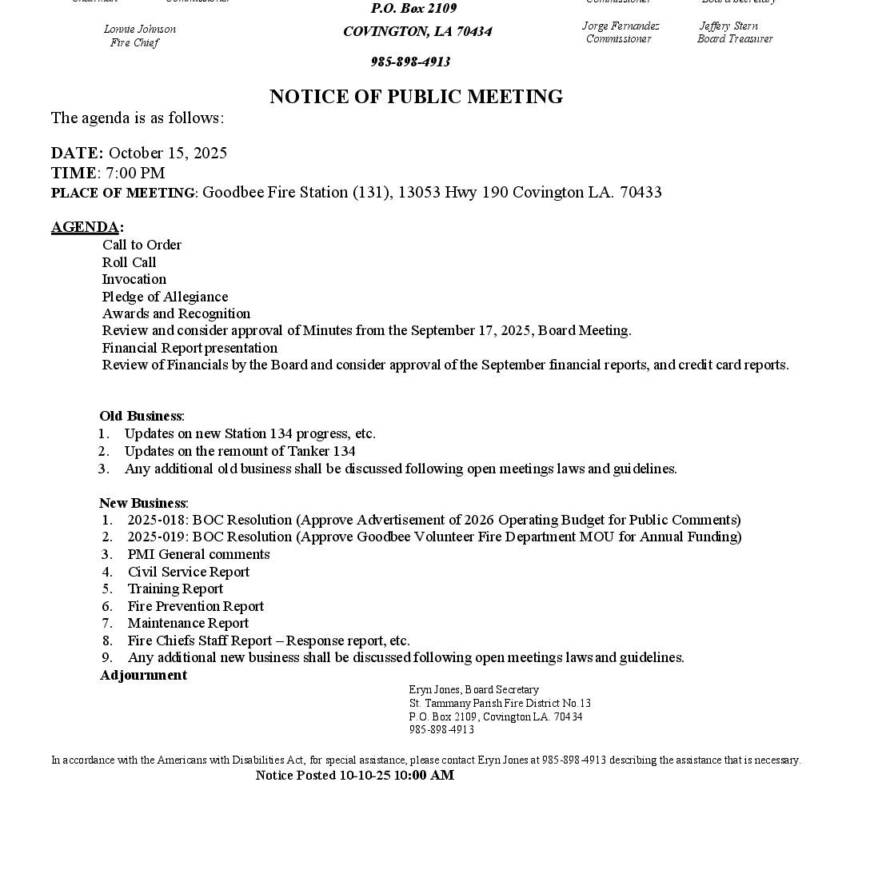 Board Meeting Notice 10 15 25