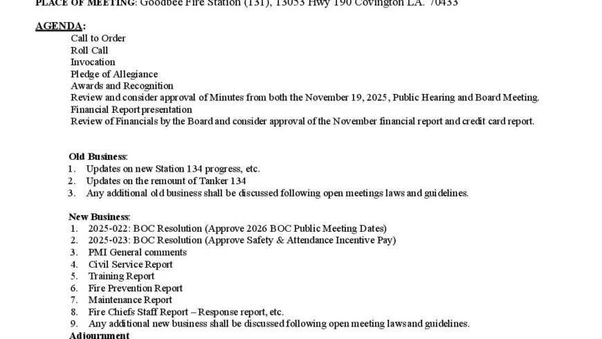 Board Meeting Notice 12.17.25